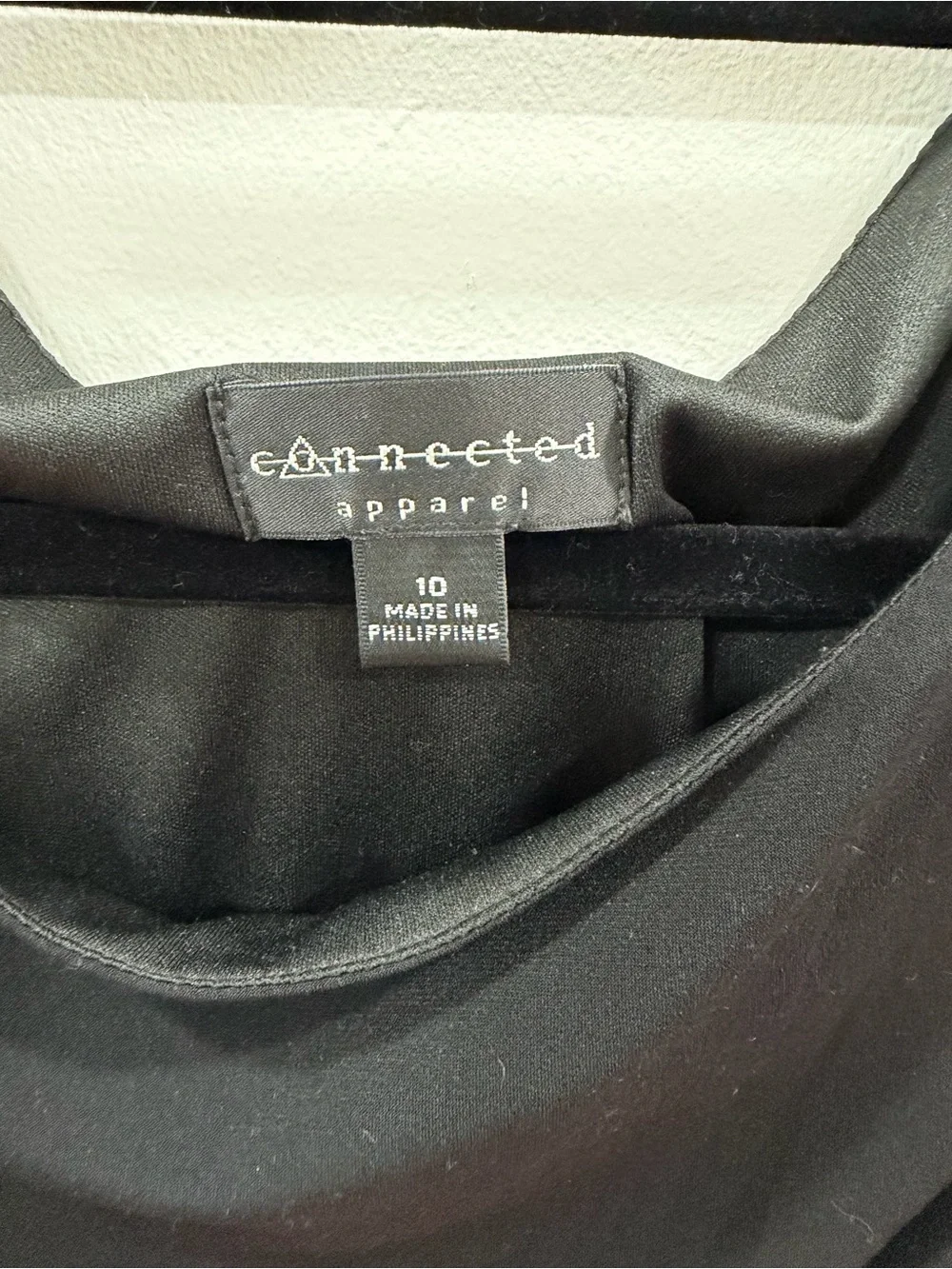 Connected Apparel Black Cowl-Neck Midi Dress with Side Draping Size 10 - Picture 7 of 7